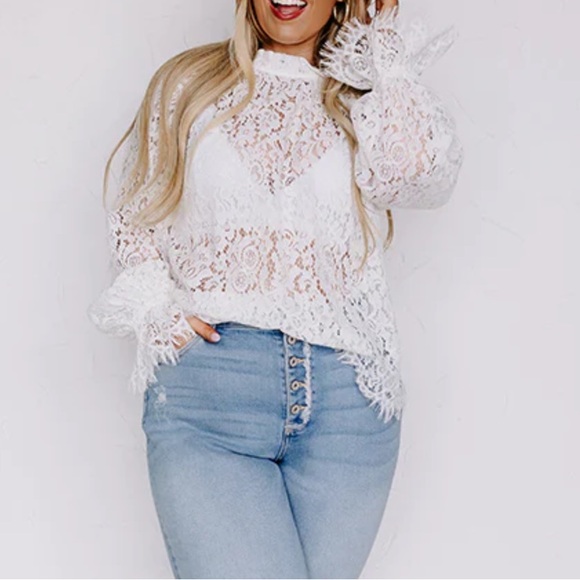 Impressions Tops - Impressions Boutique Lace Long Sleeve Top